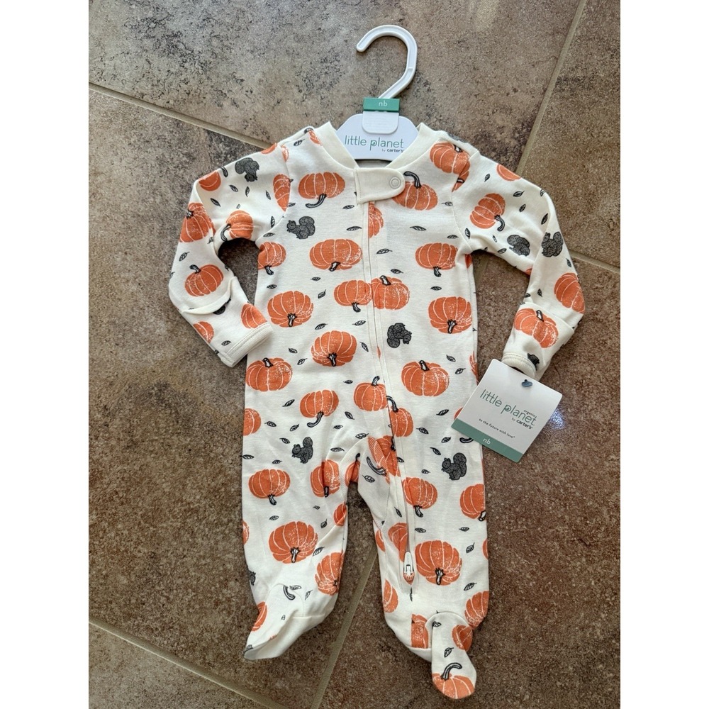 Little Planet by Carter's Organic Cotton Sleep & Play "Harvest Pumpkins" Sz NB